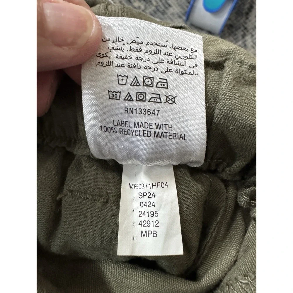 AND NOW THIS Olive Green Paperbag Waist Mini Skirt Women's Size L Utility Casual
